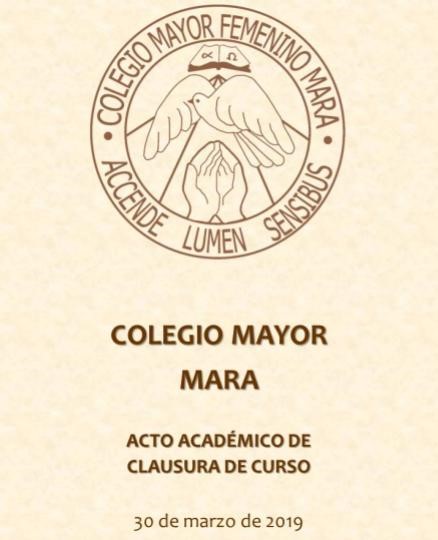 Acto Académico de Clausura del Curso 2018-2019 en el CMU Mara - Colegio Mayor en Madrid